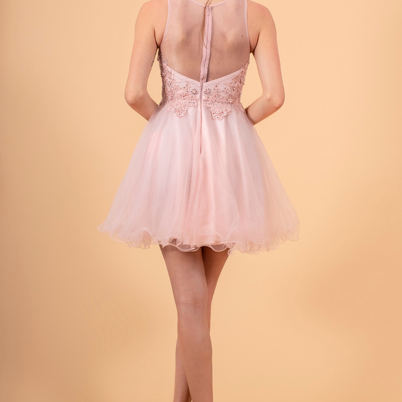 Blush Sleeveless Homecoming Short Dress - Picture 2 of 5